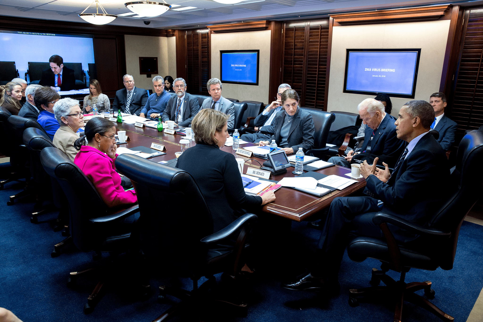 The President of the United States and his cabinet meet regarding the Zika Virus
